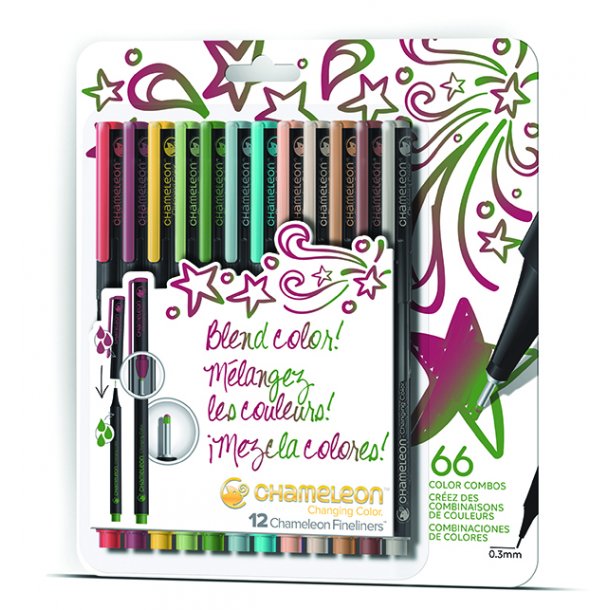 Chameleon Fineliner 12-Pen Designer Colors Set
